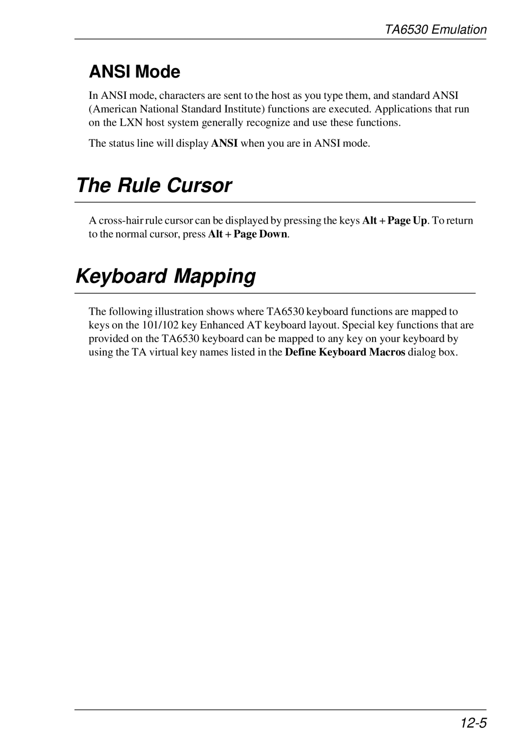 HP t5510 manual Rule Cursor, Ansi Mode, 12-5 