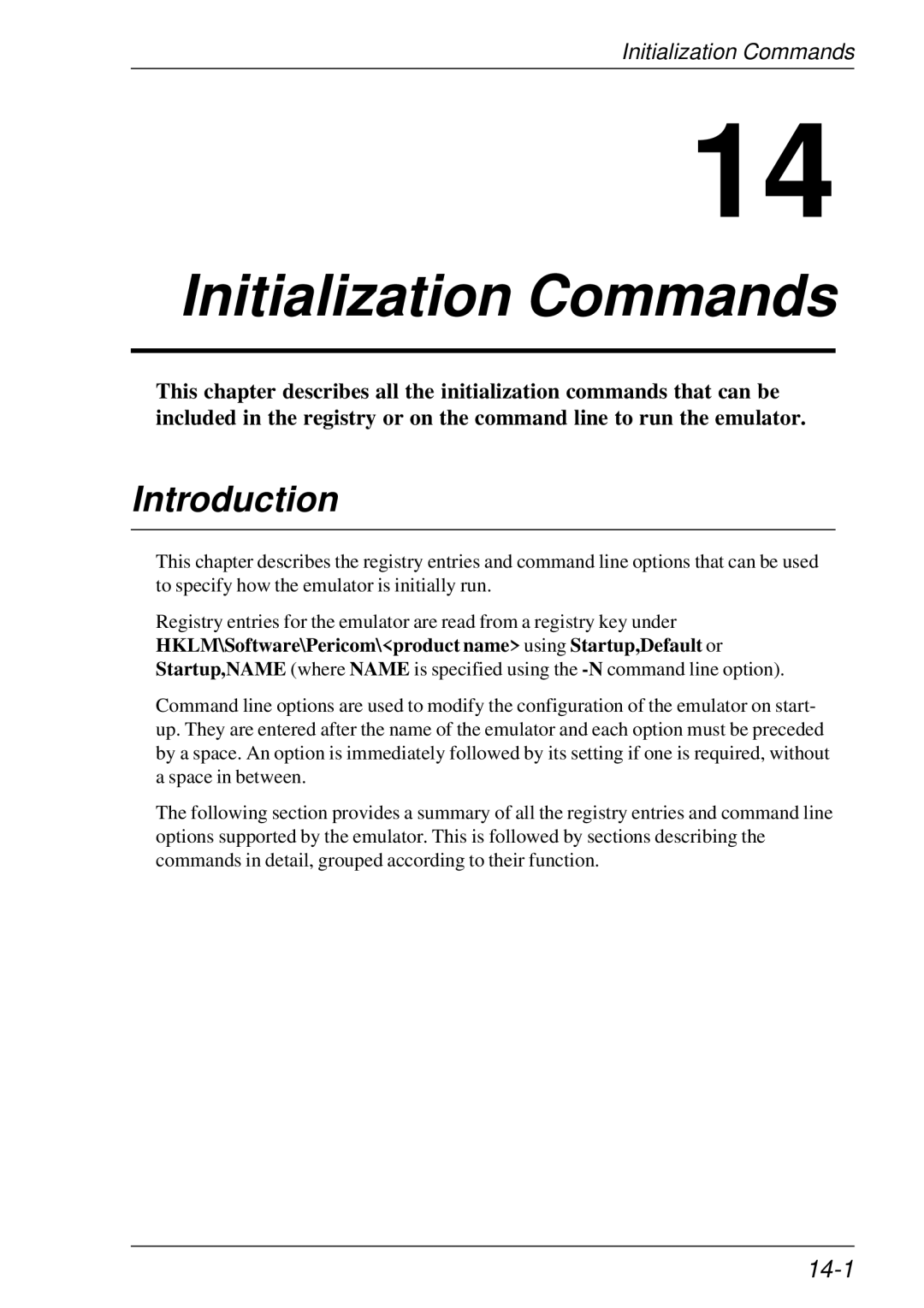 HP t5510 manual Initialization Commands, 14-1 