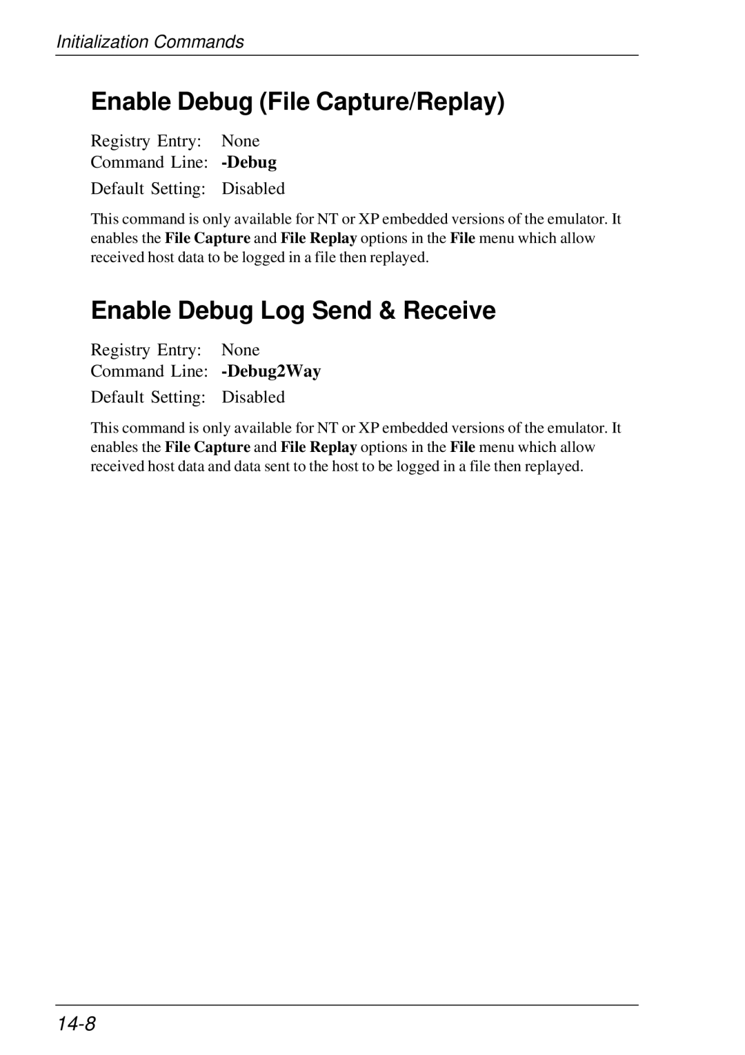 HP t5510 manual Enable Debug File Capture/Replay, Enable Debug Log Send & Receive, 14-8 