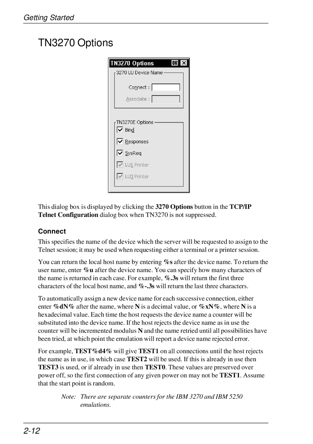 HP t5510 manual TN3270 Options, Connect 