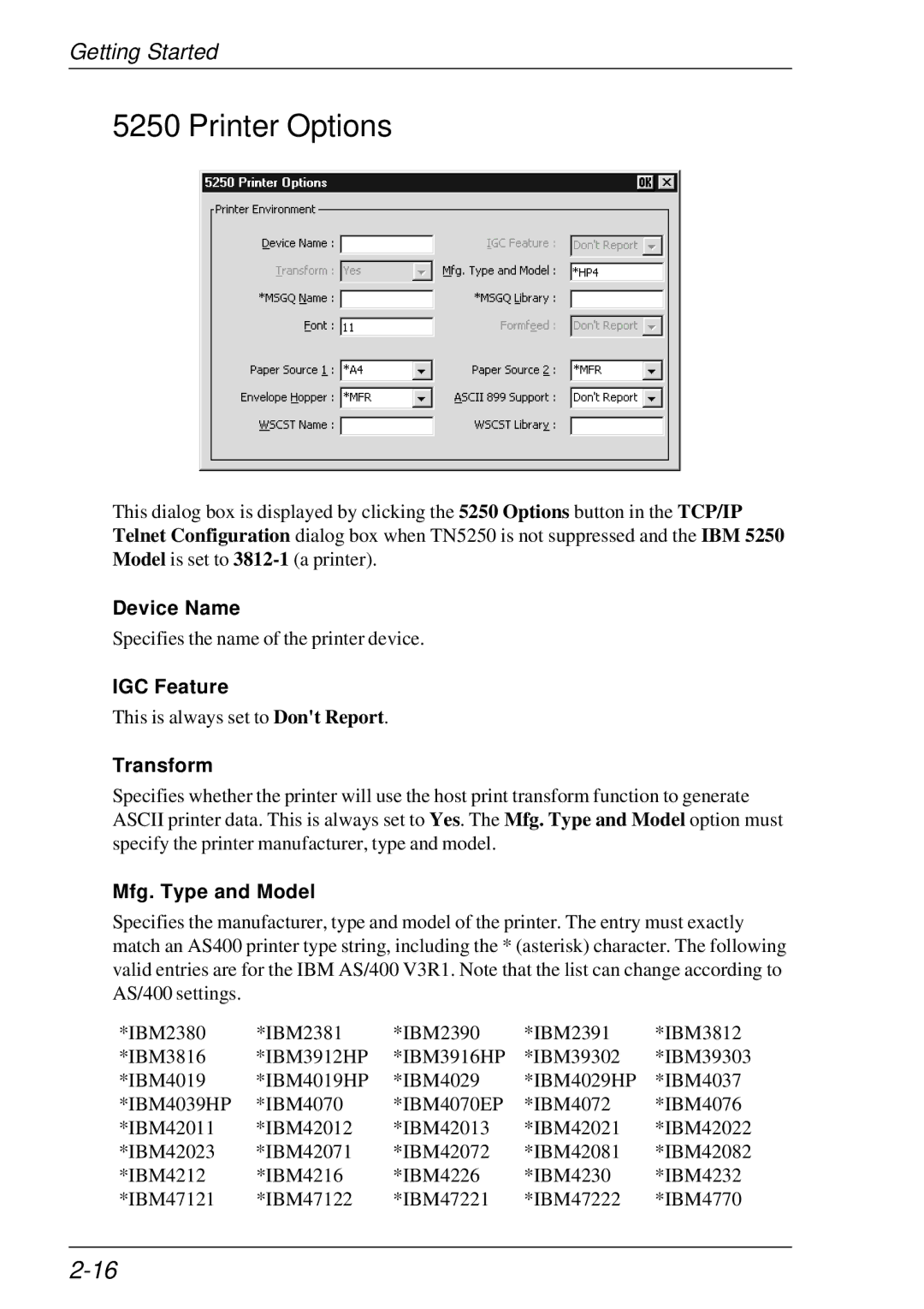 HP t5510 manual IGC Feature, Transform, Mfg. Type and Model 