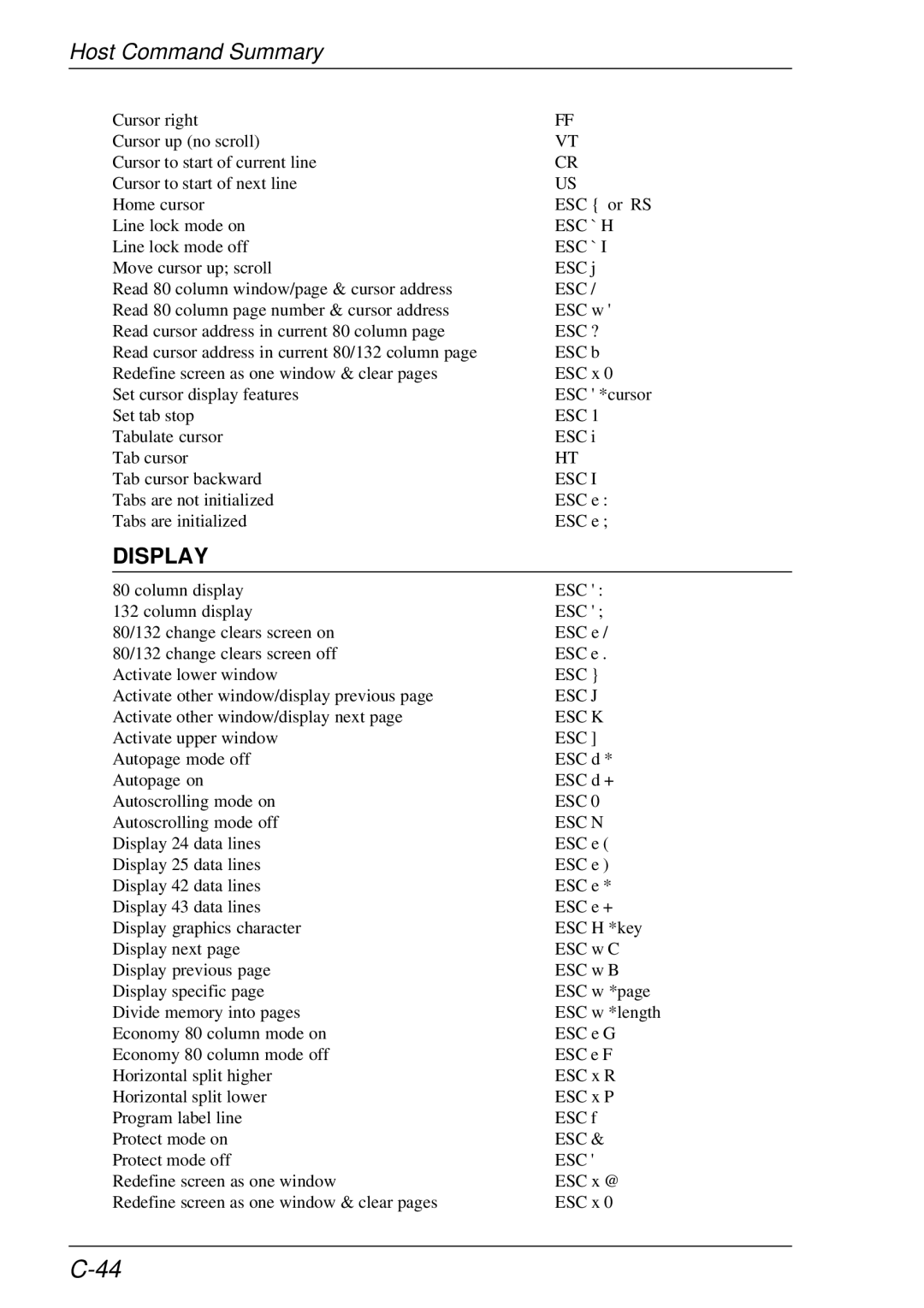 HP t5510 manual Esc ` H 