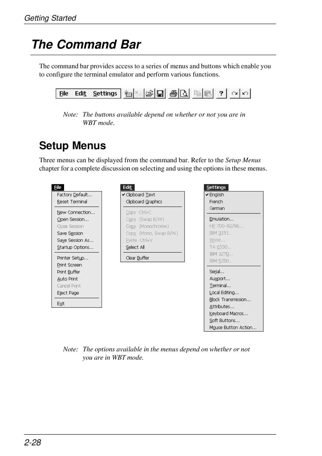 HP t5510 manual Command Bar, Setup Menus 