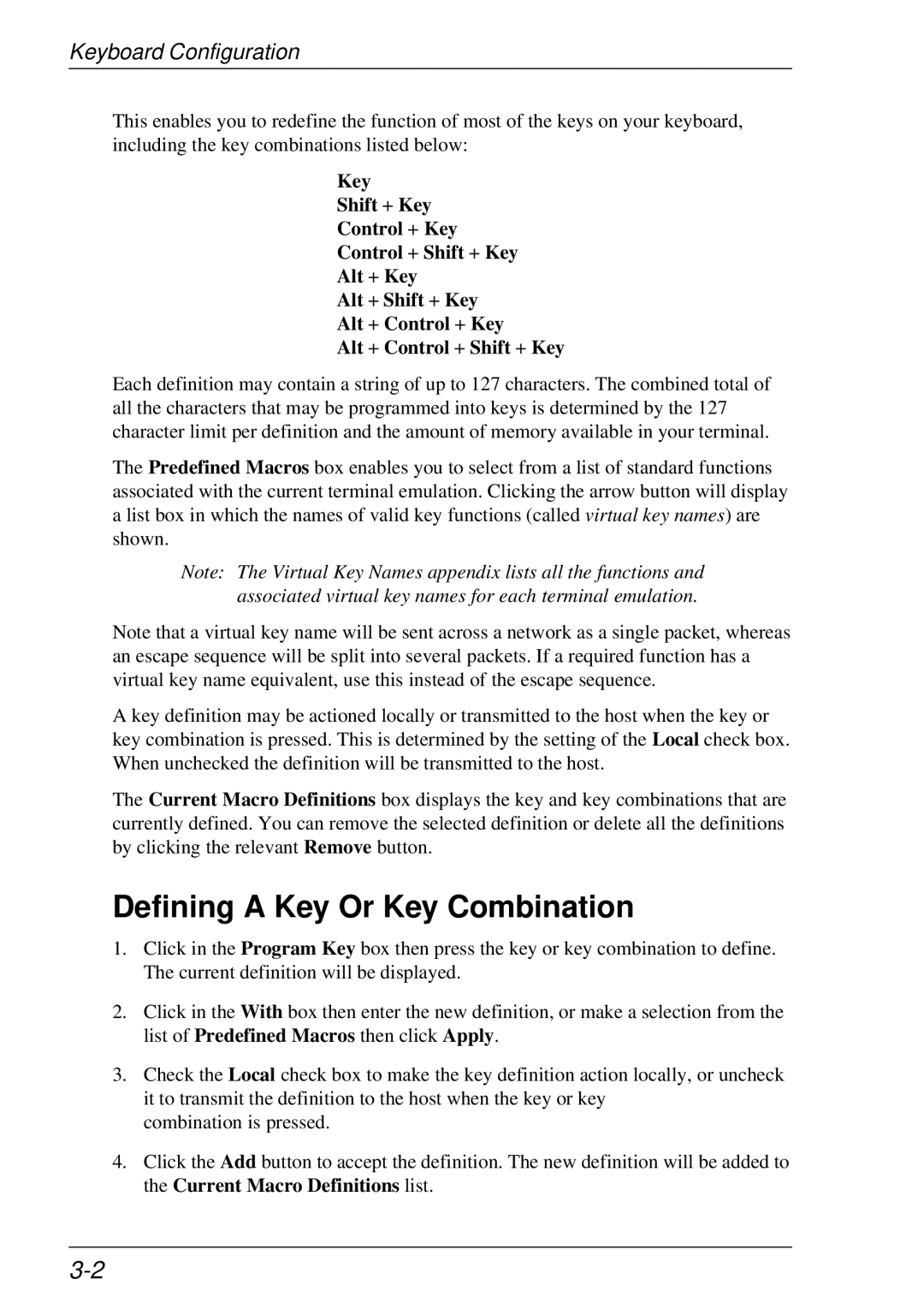 HP t5510 manual Defining a Key Or Key Combination 