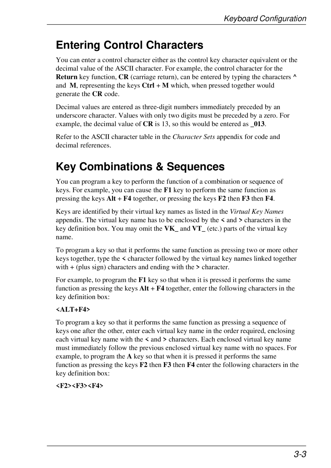 HP t5510 manual Entering Control Characters, Key Combinations & Sequences 