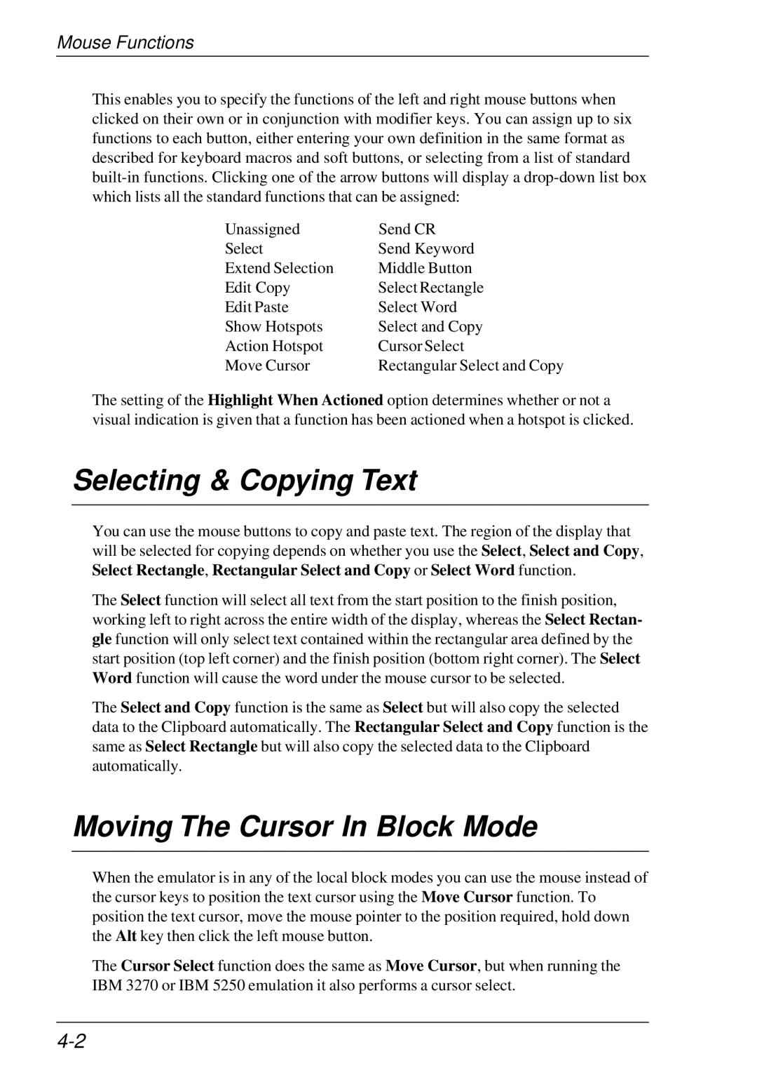 HP t5510 manual Selecting & Copying Text, Moving The Cursor In Block Mode 