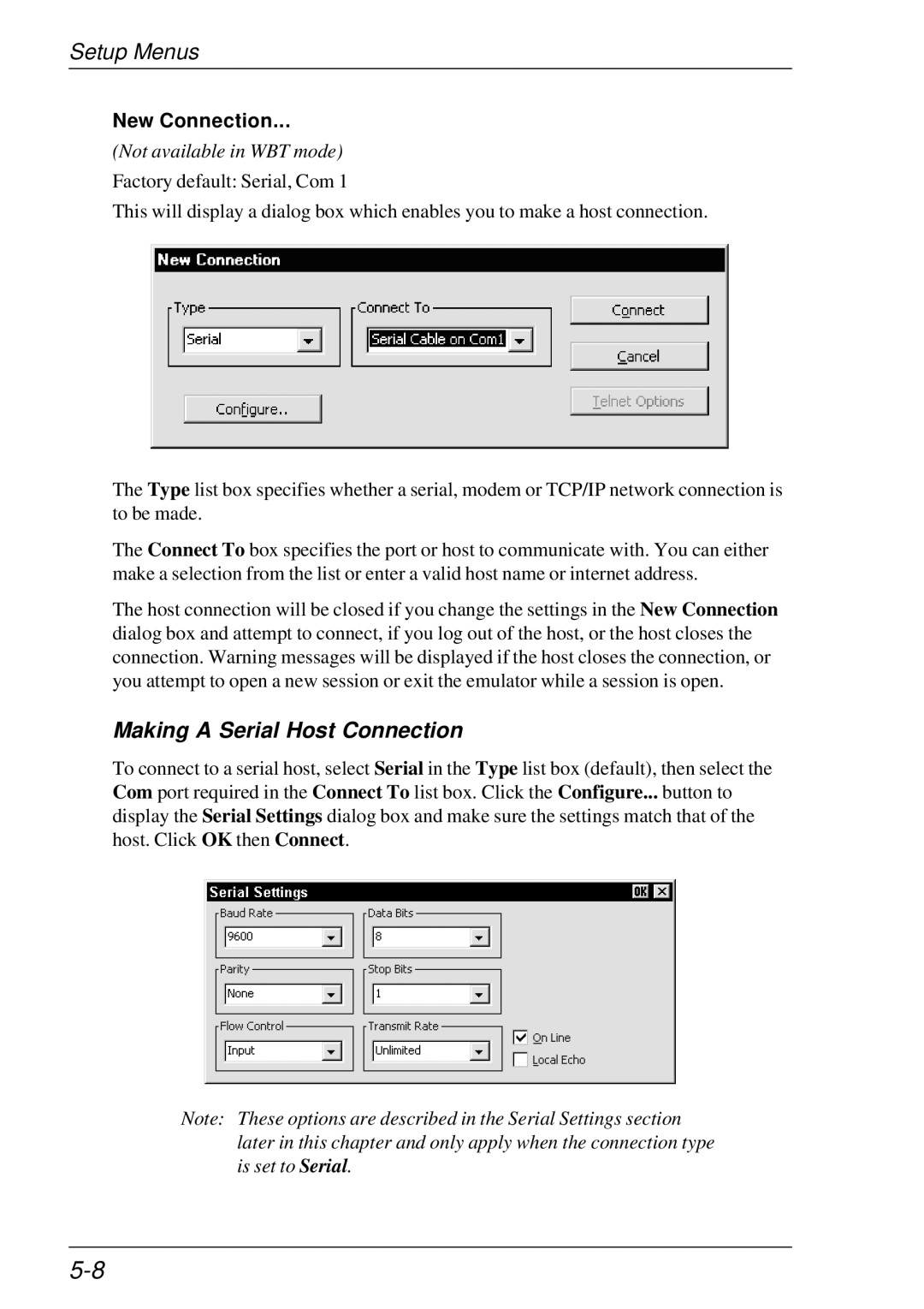 HP t5510 manual New Connection, Not available in WBT mode 