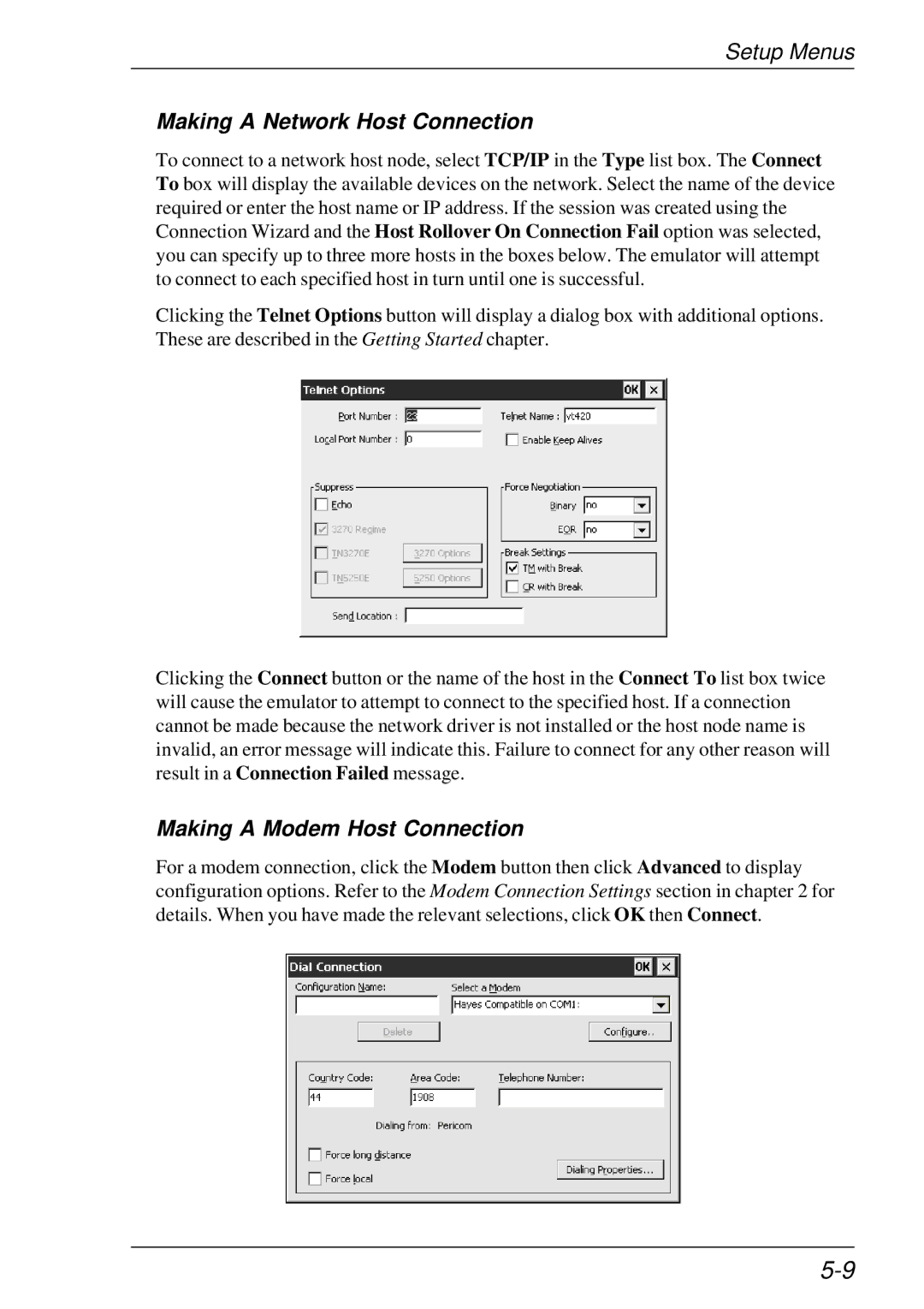 HP t5510 manual Making a Network Host Connection 