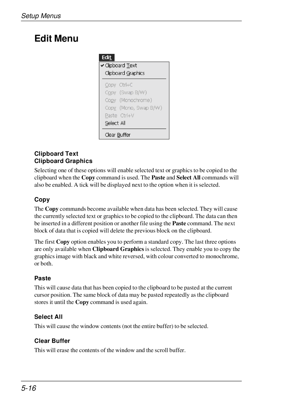 HP t5510 manual Edit Menu 