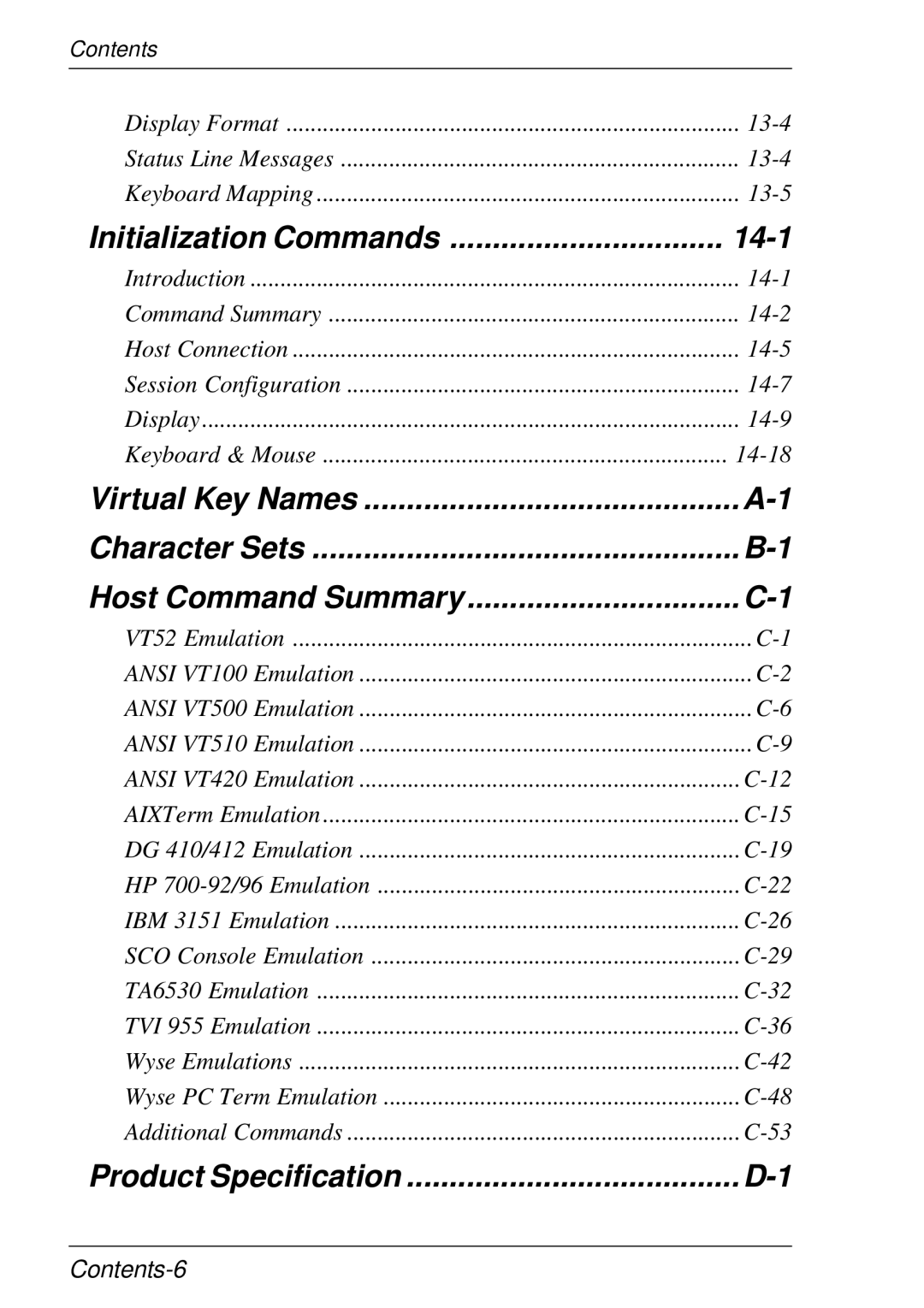 HP t5510 manual Initialization Commands 14-1, Contents-6 