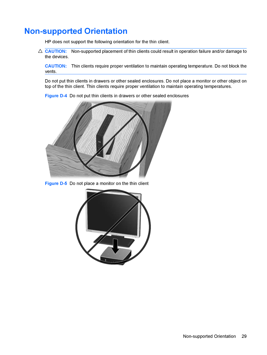 HP t5630w manual Non-supported Orientation 