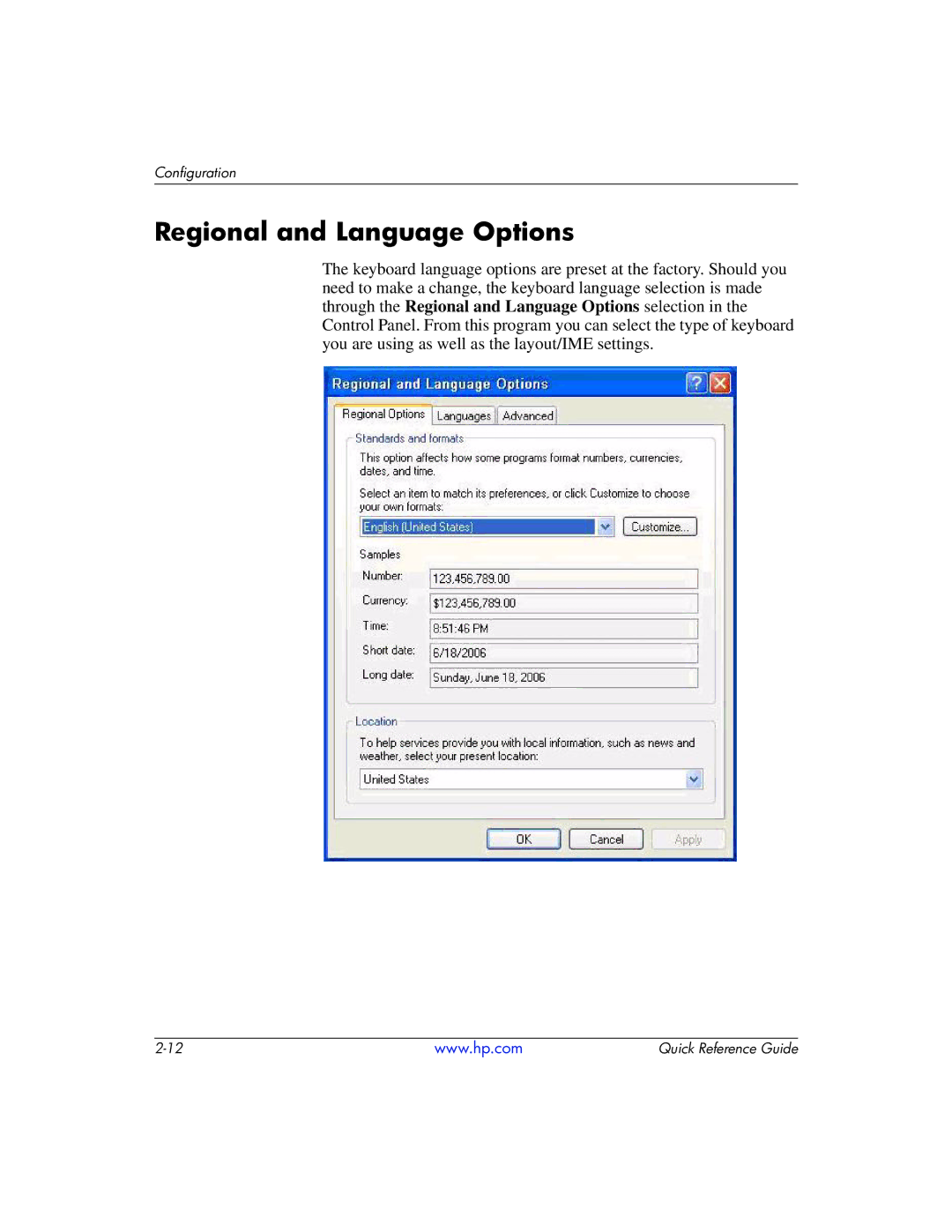 HP t5710 manual Regional and Language Options 