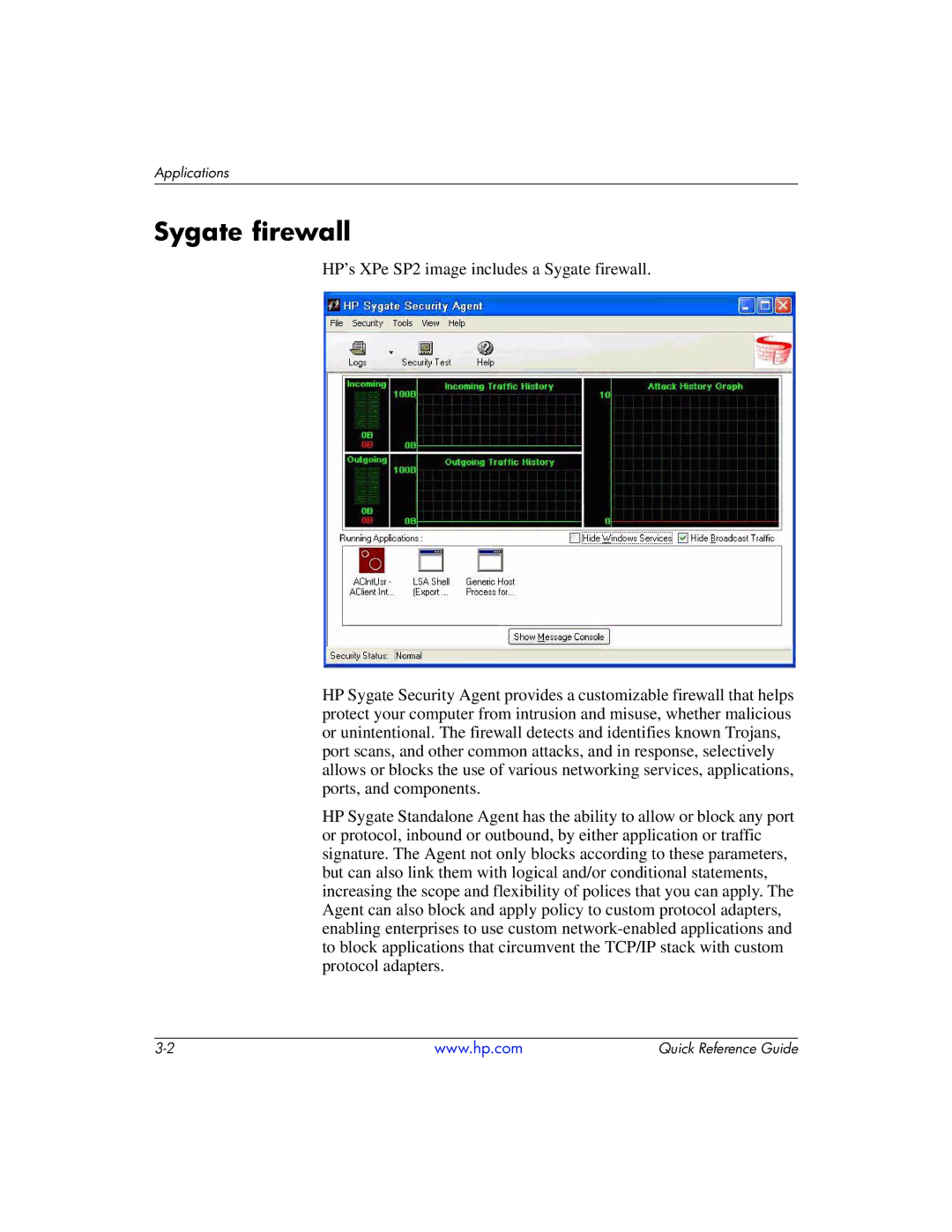 HP t5710 manual Sygate firewall 