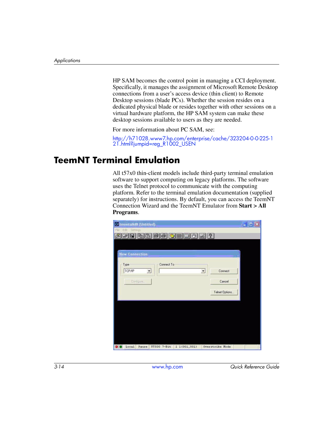 HP t5710 manual TeemNT Terminal Emulation 