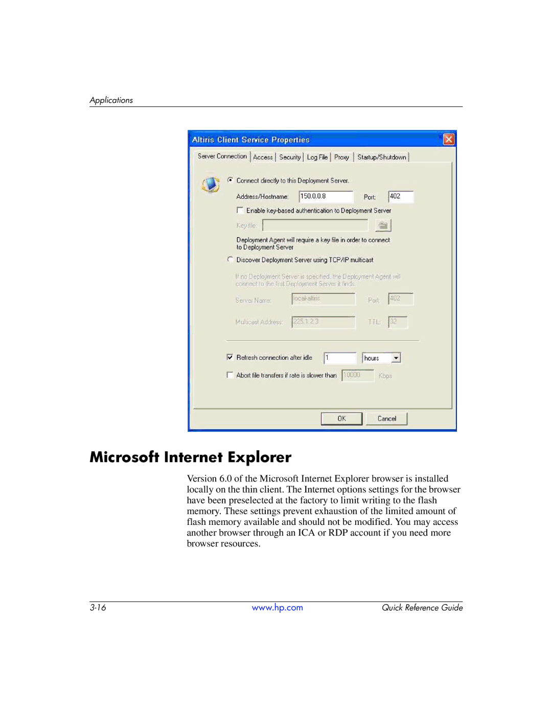 HP t5710 manual Microsoft Internet Explorer 