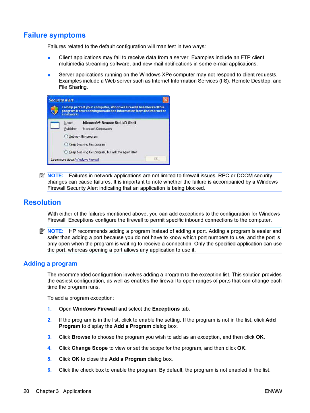 HP t5720 manual Failure symptoms, Resolution 