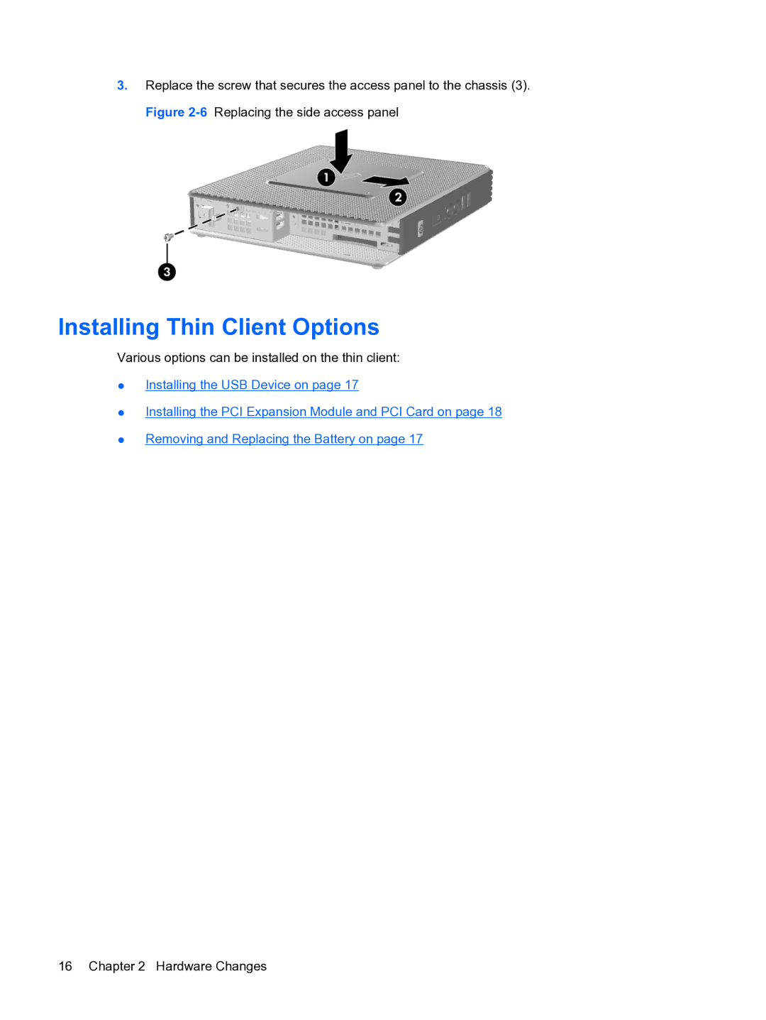 HP t5730 manual Installing Thin Client Options 