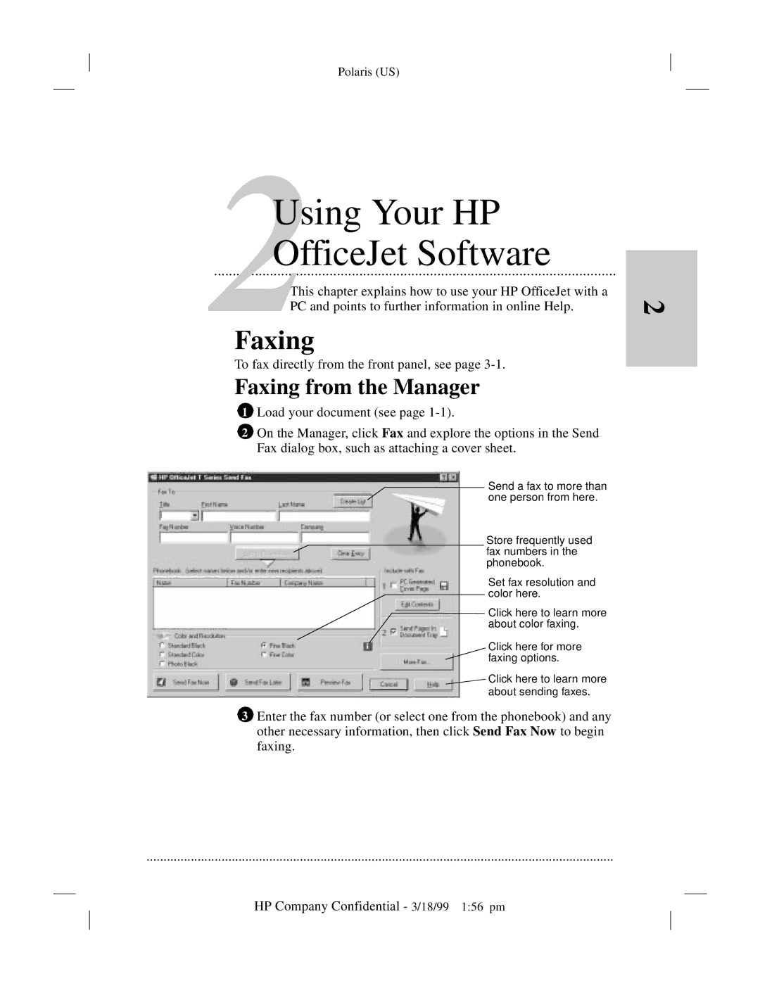 HP t45xi, t65 manual Faxing from the Manager 