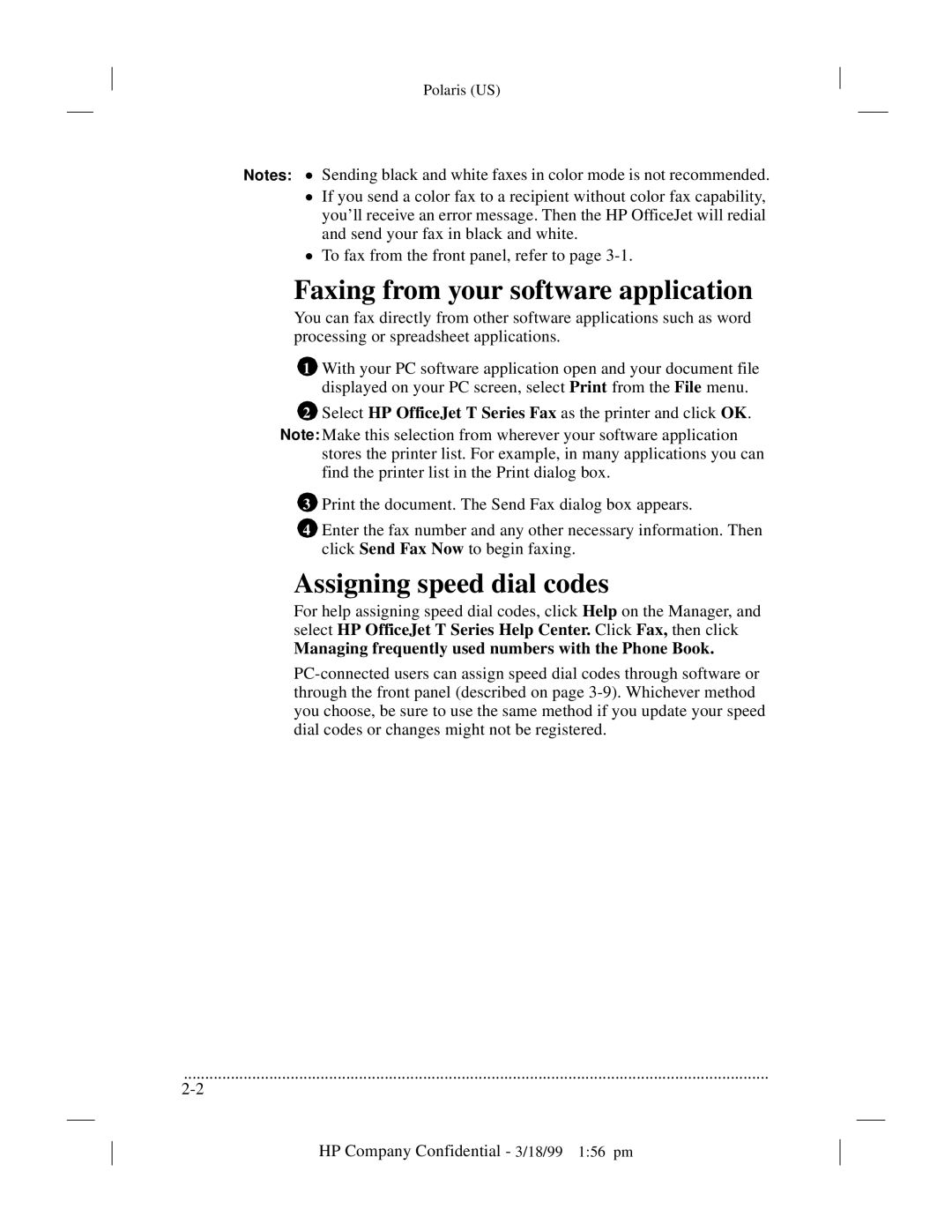 HP t65, t45xi manual Faxing from your software application, Assigning speed dial codes 