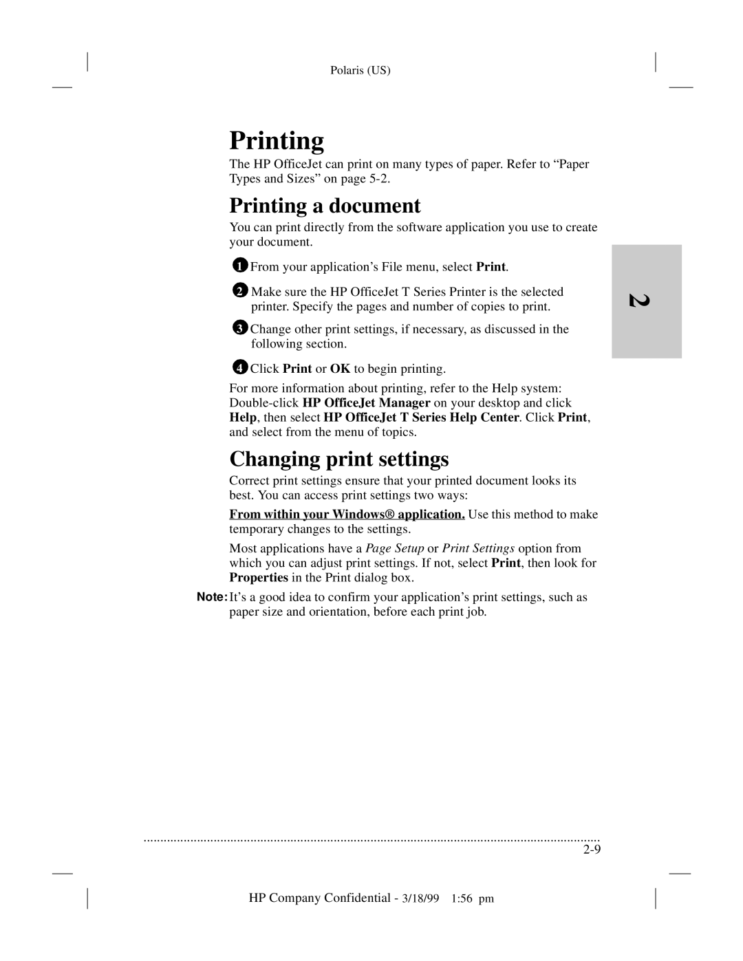 HP t65, t45xi manual Printing a document, Changing print settings 