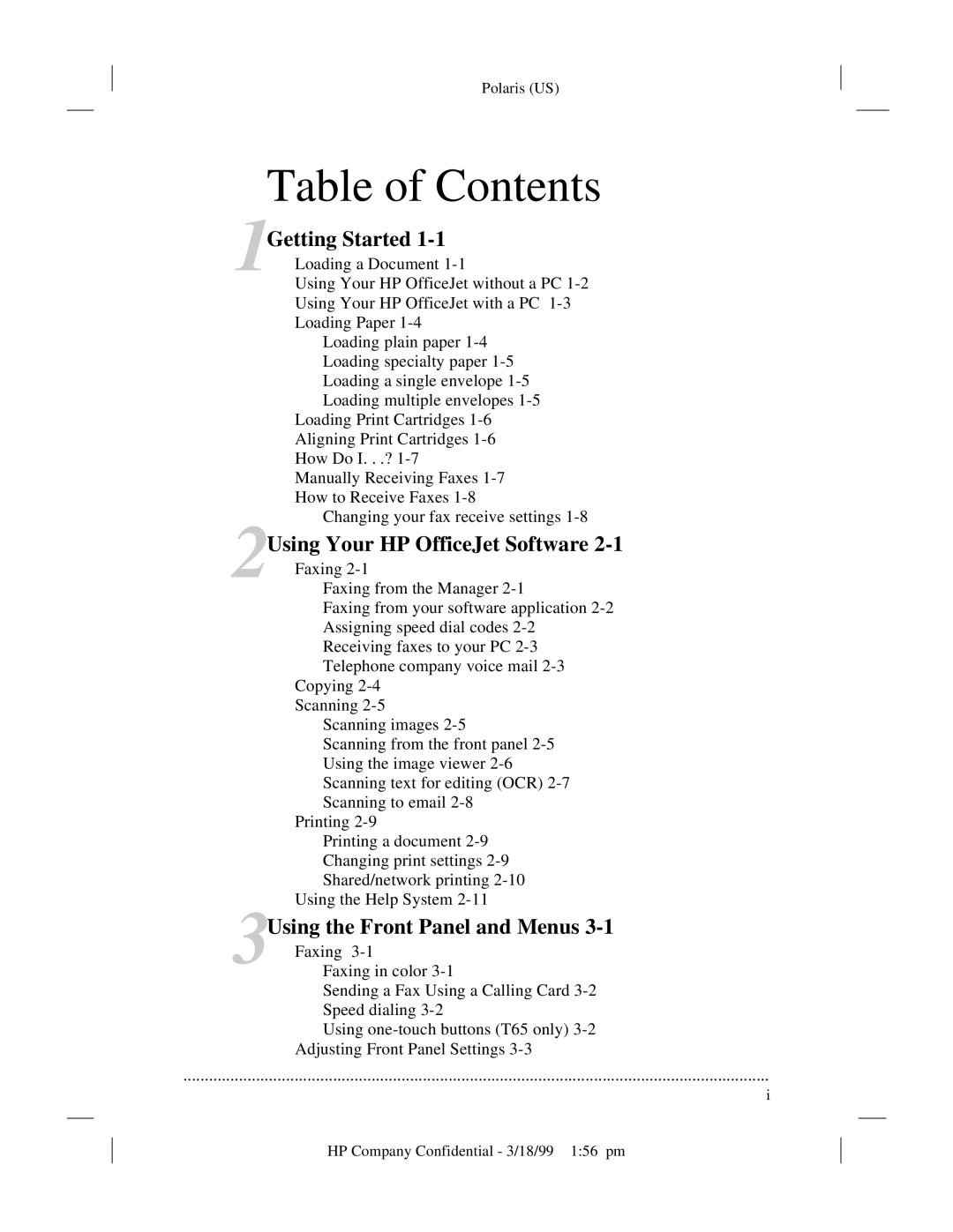 HP t65, t45xi manual Table of Contents 