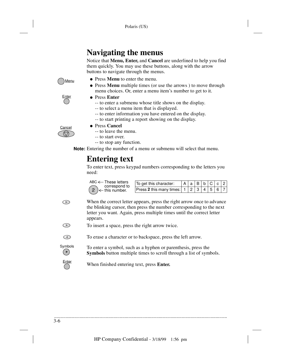 HP t65, t45xi manual Navigating the menus, Entering text 