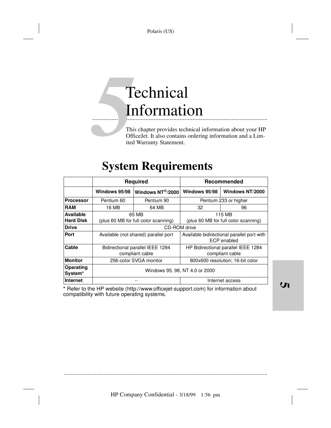 HP t65, t45xi manual Technical Information, System Requirements 