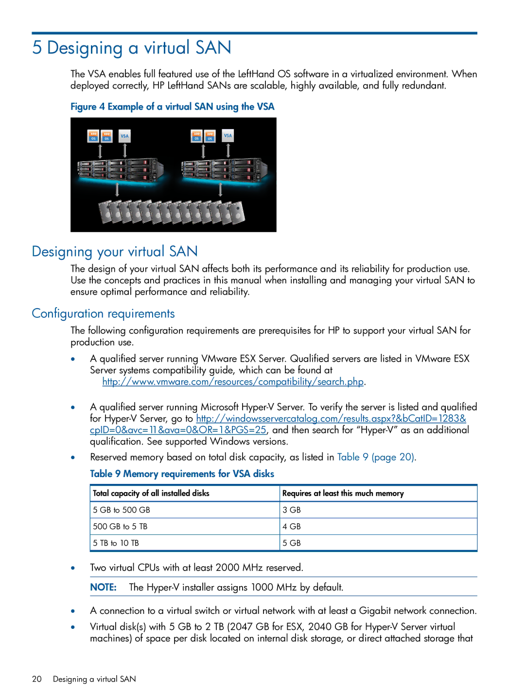 HP TA688-96138 manual Designing a virtual SAN, Designing your virtual SAN, Configuration requirements 