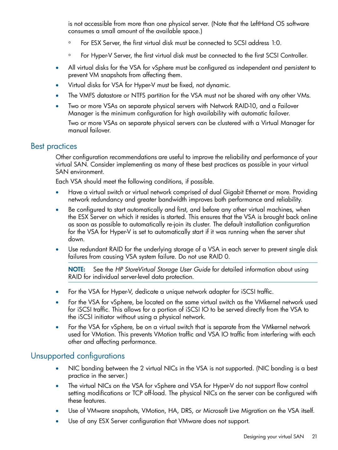 HP TA688-96138 manual Best practices, Unsupported configurations 