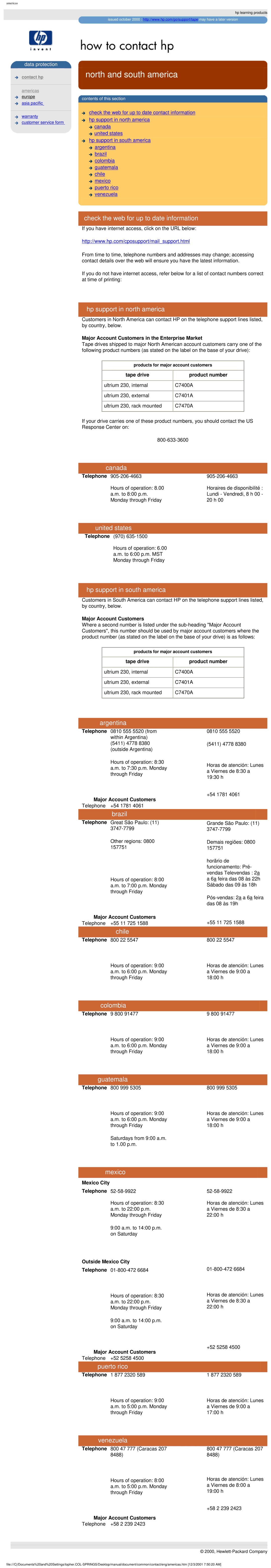 HP Tape manual North and south america 