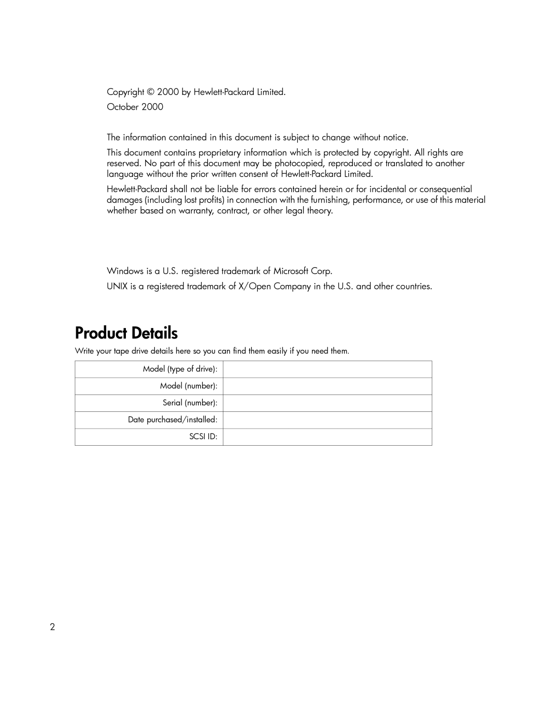 HP Tape manual Scsi ID 