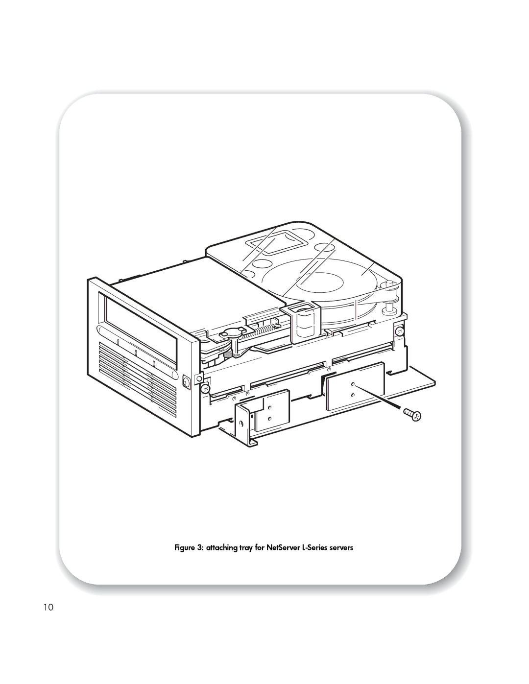 HP Tape manual Attaching tray for NetServer L-Series servers 