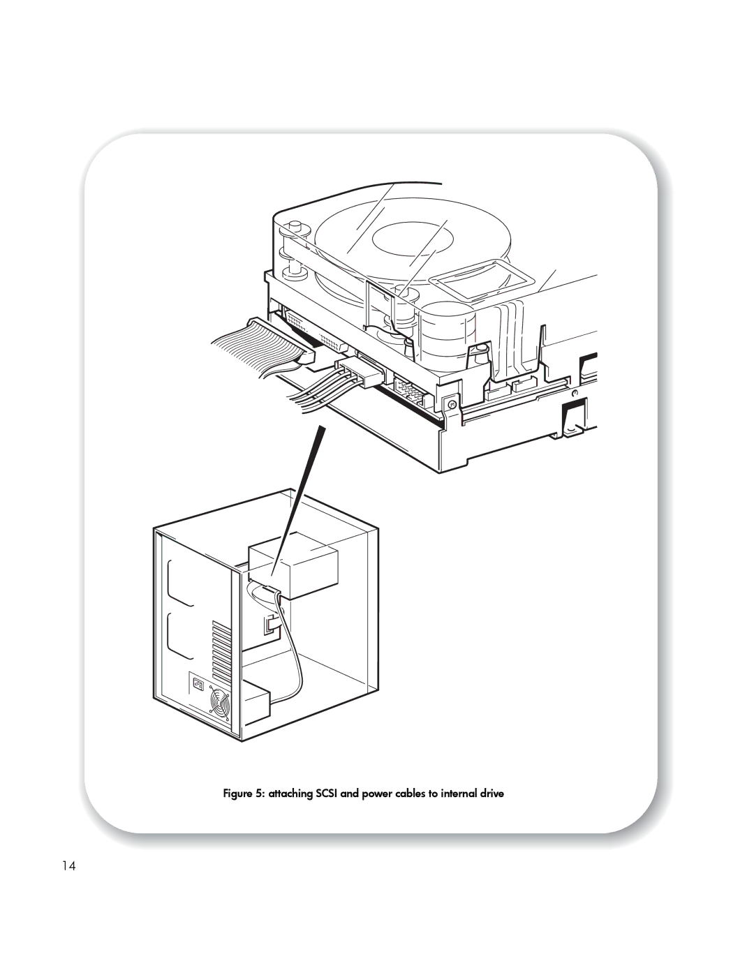 HP Tape manual Attaching Scsi and power cables to internal drive 