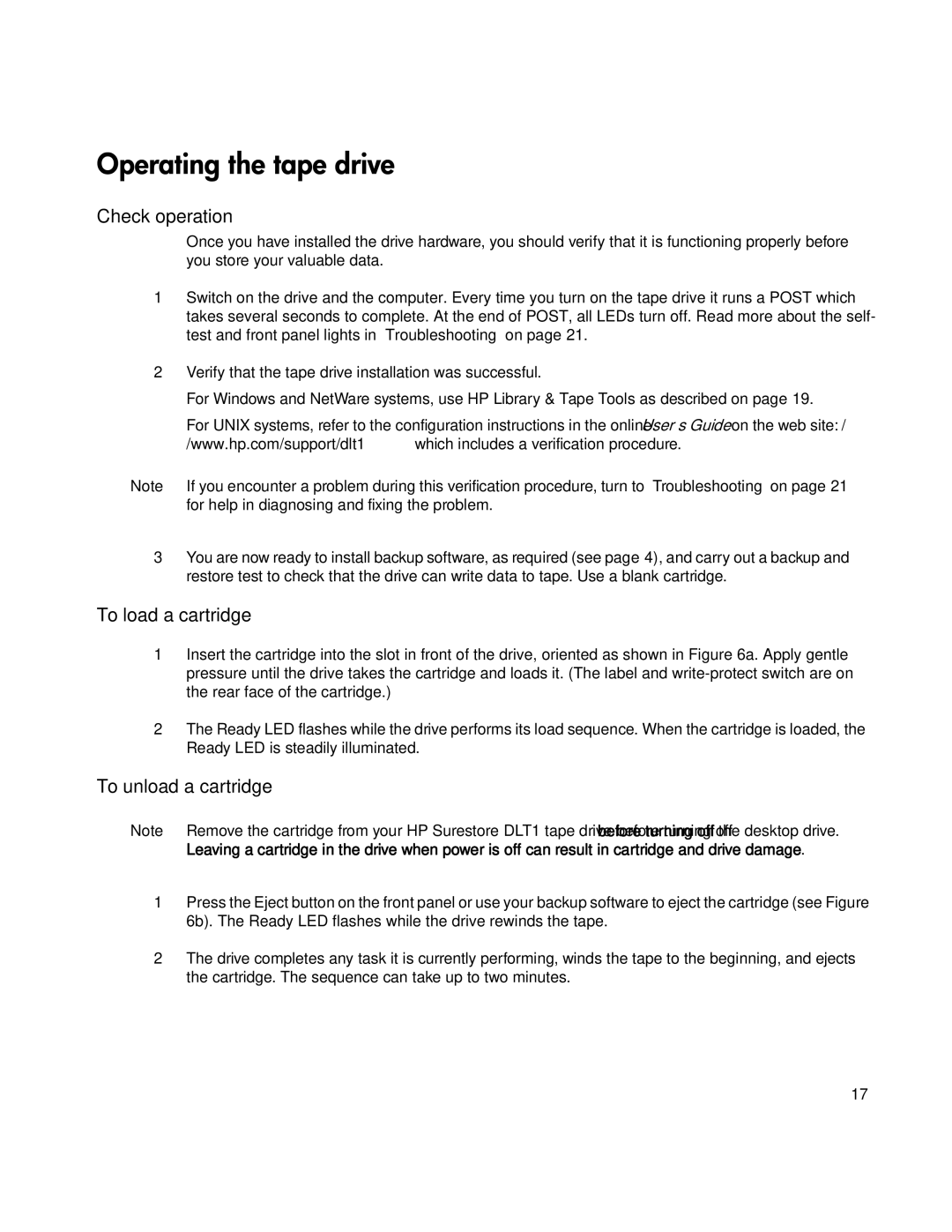 HP Tape manual Check operation 