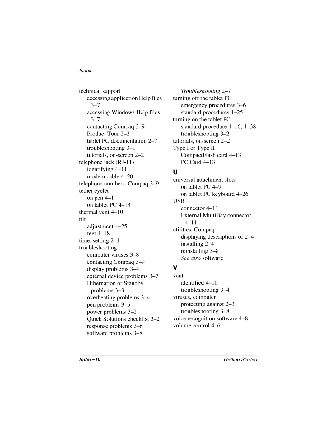 HP tc1000 manual Troubleshooting 2-7 turning off the tablet PC 