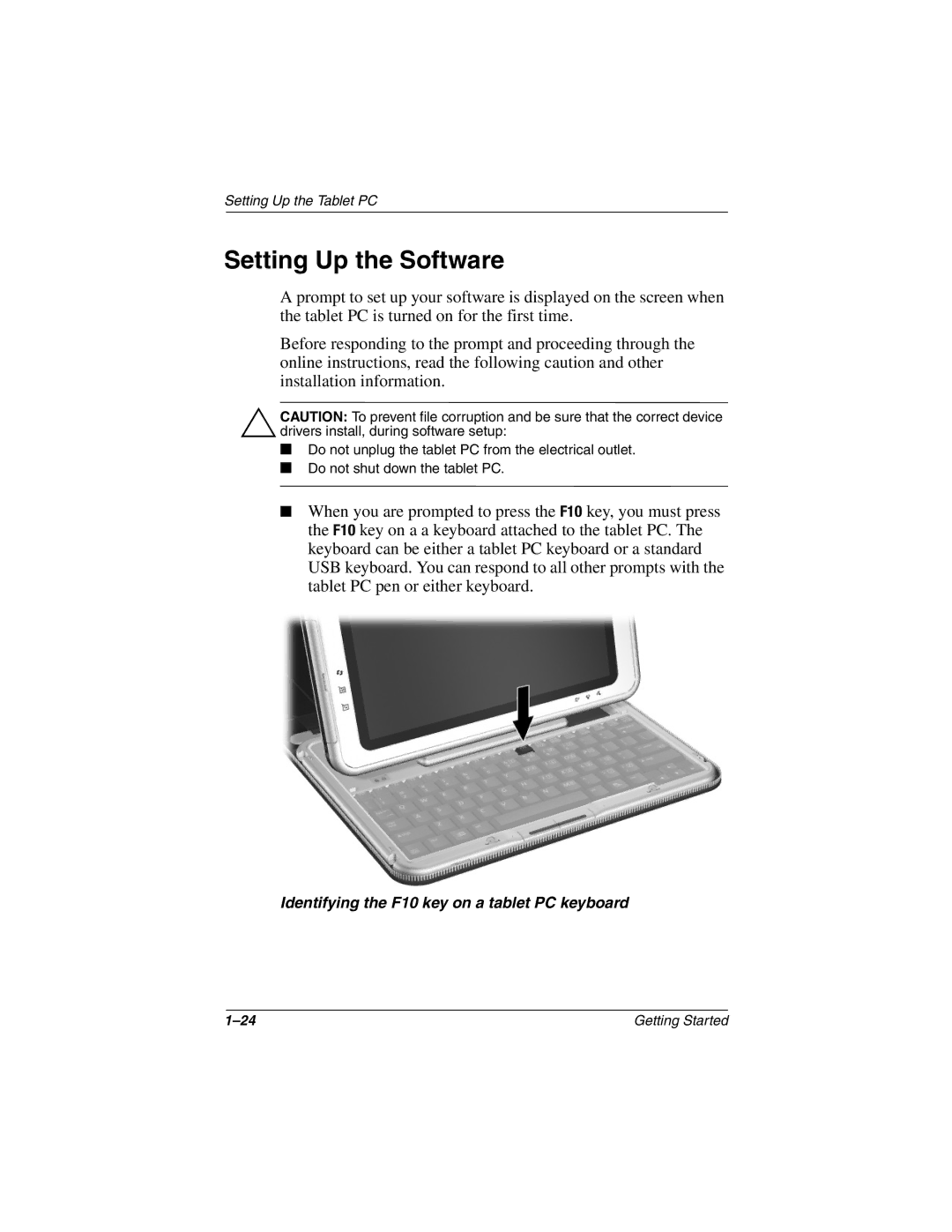 HP tc1000 manual Setting Up the Software 