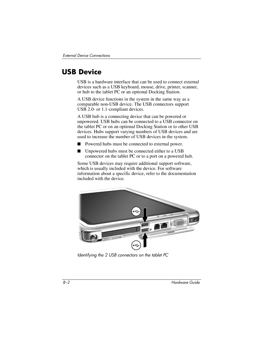 HP tc1000 manual USB Device 