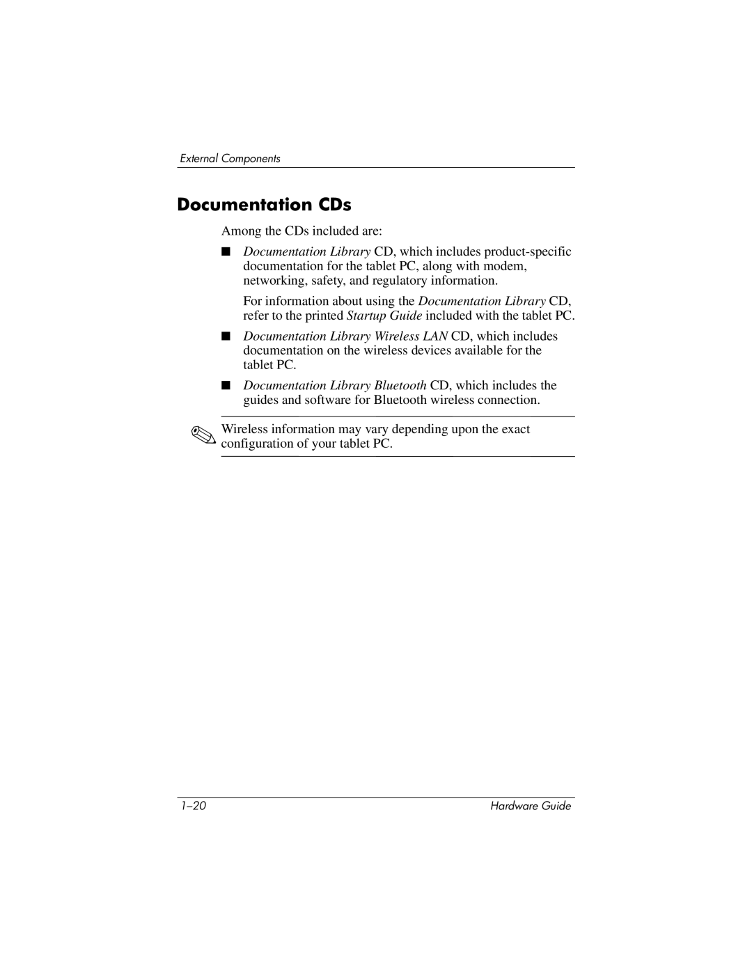 HP tc1000 manual Documentation CDs 