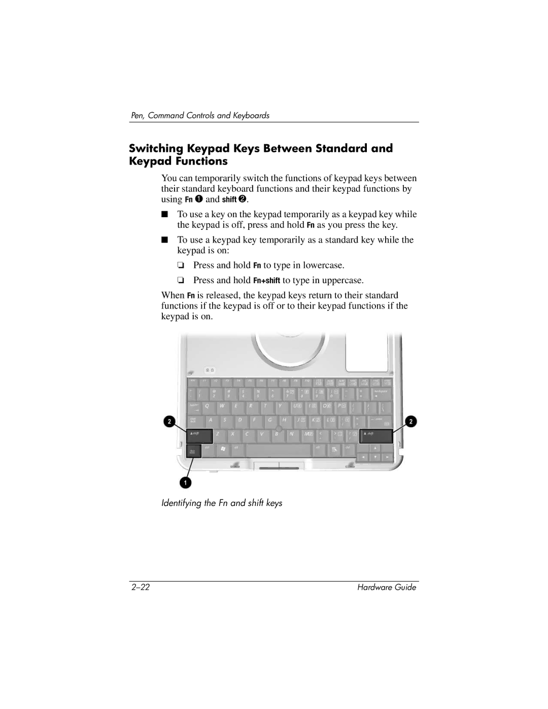 HP tc1000 manual Switching Keypad Keys Between Standard and Keypad Functions 