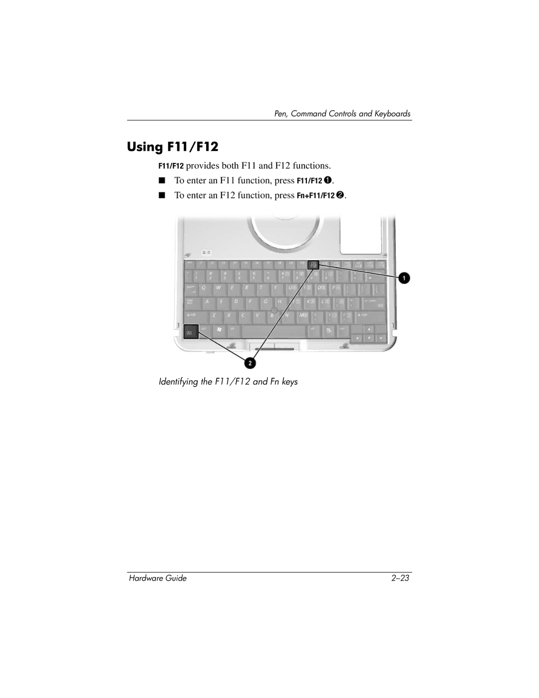 HP tc1000 manual Using F11/F12 