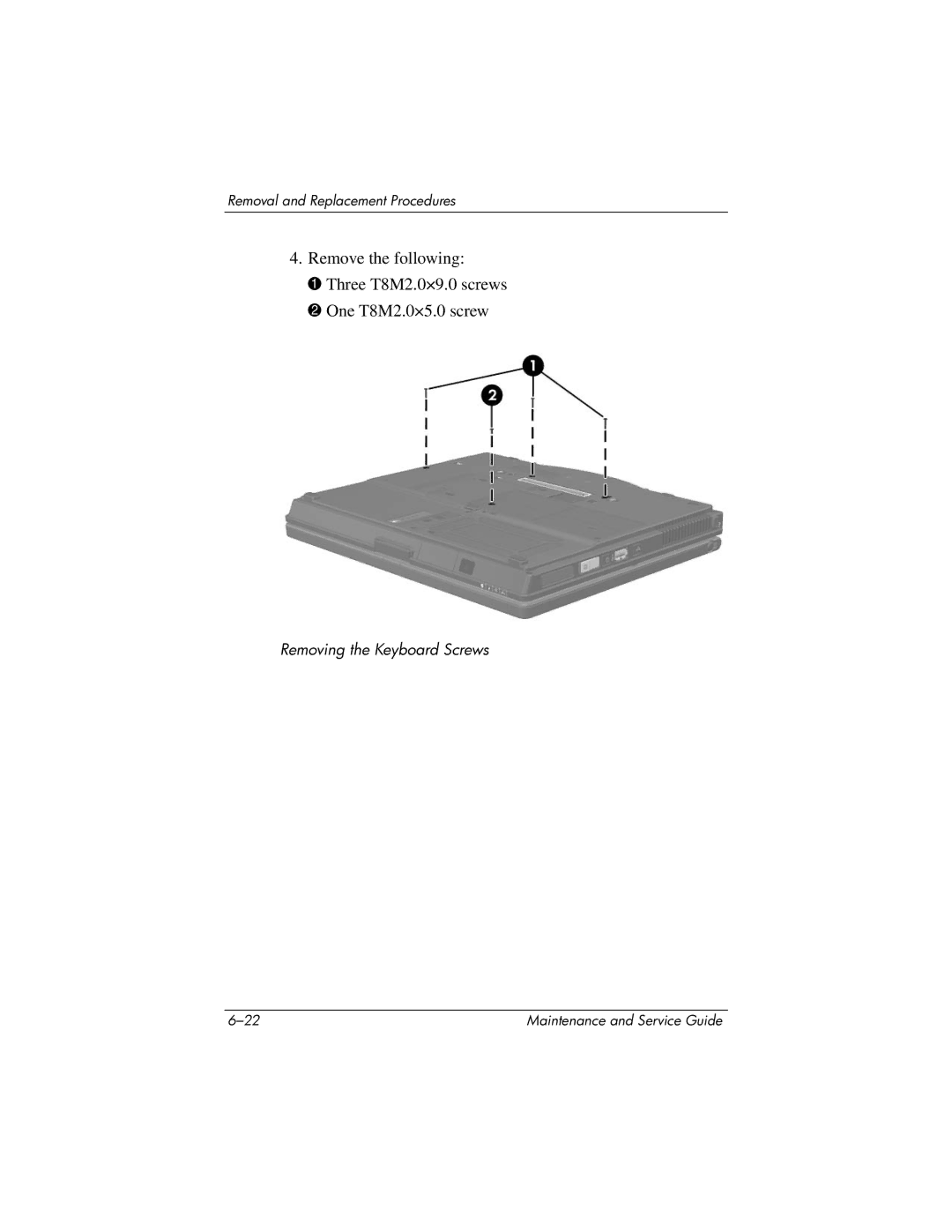 HP tc4200 manual Removing the Keyboard Screws 