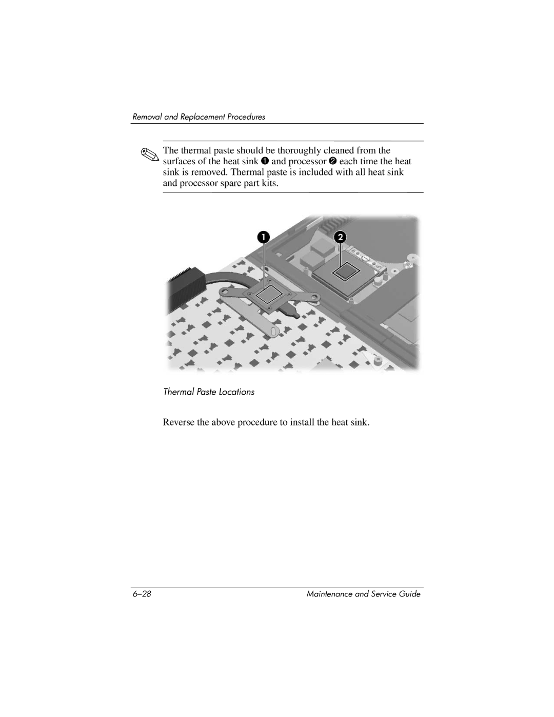 HP tc4200 manual Reverse the above procedure to install the heat sink 