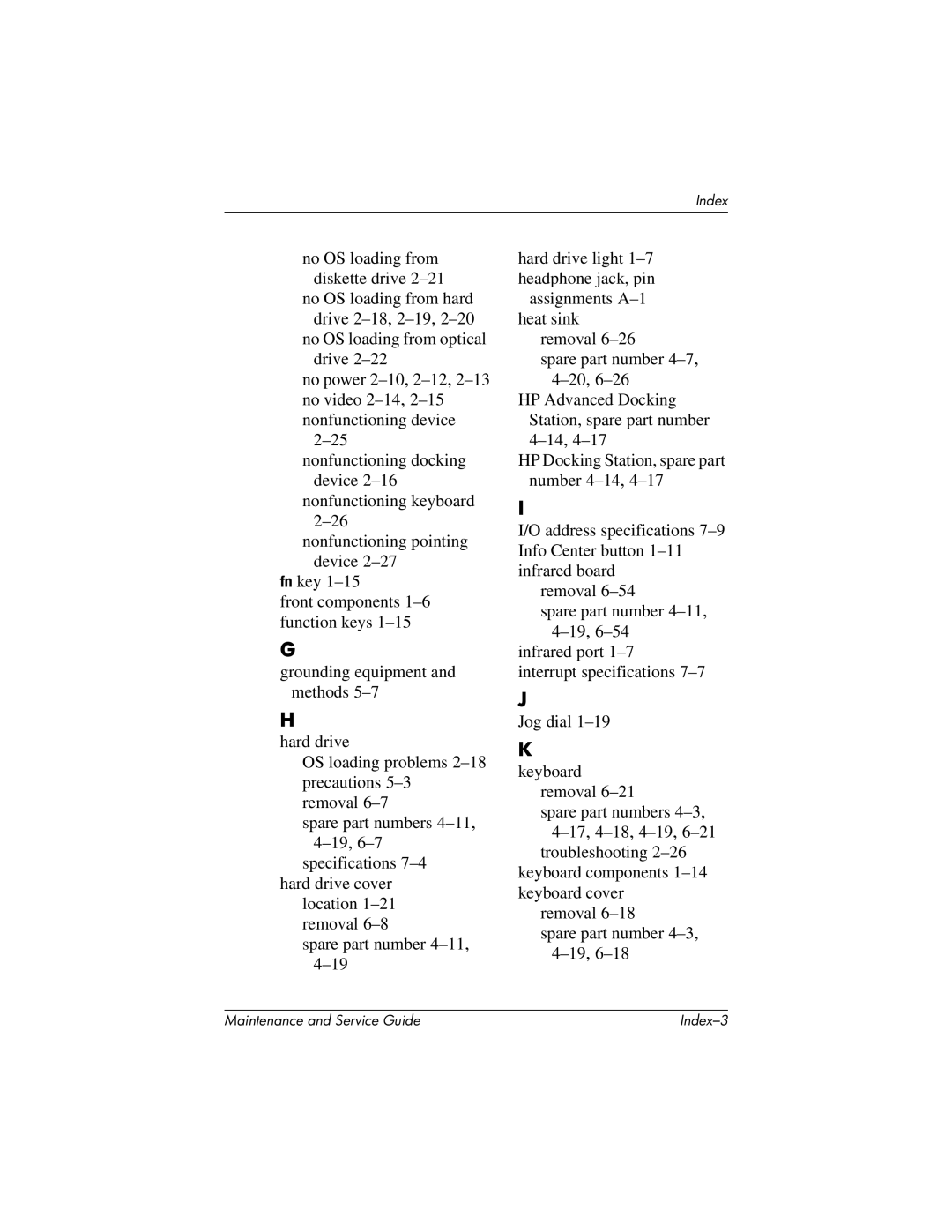 HP tc4200 manual Index-3 