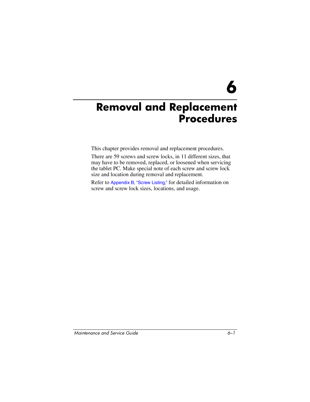 HP tc4200 manual Removal and Replacement Procedures 