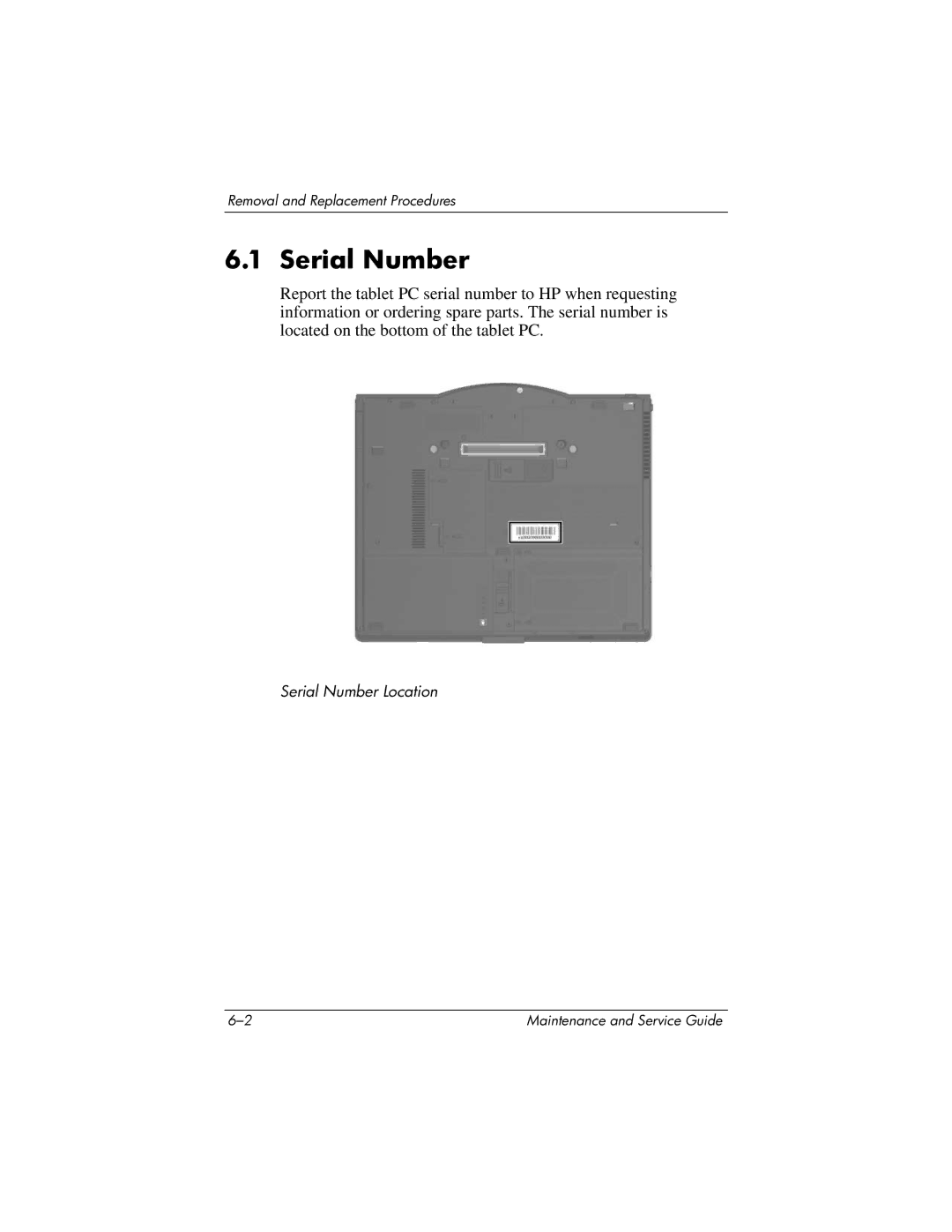 HP tc4200 manual Serial Number 