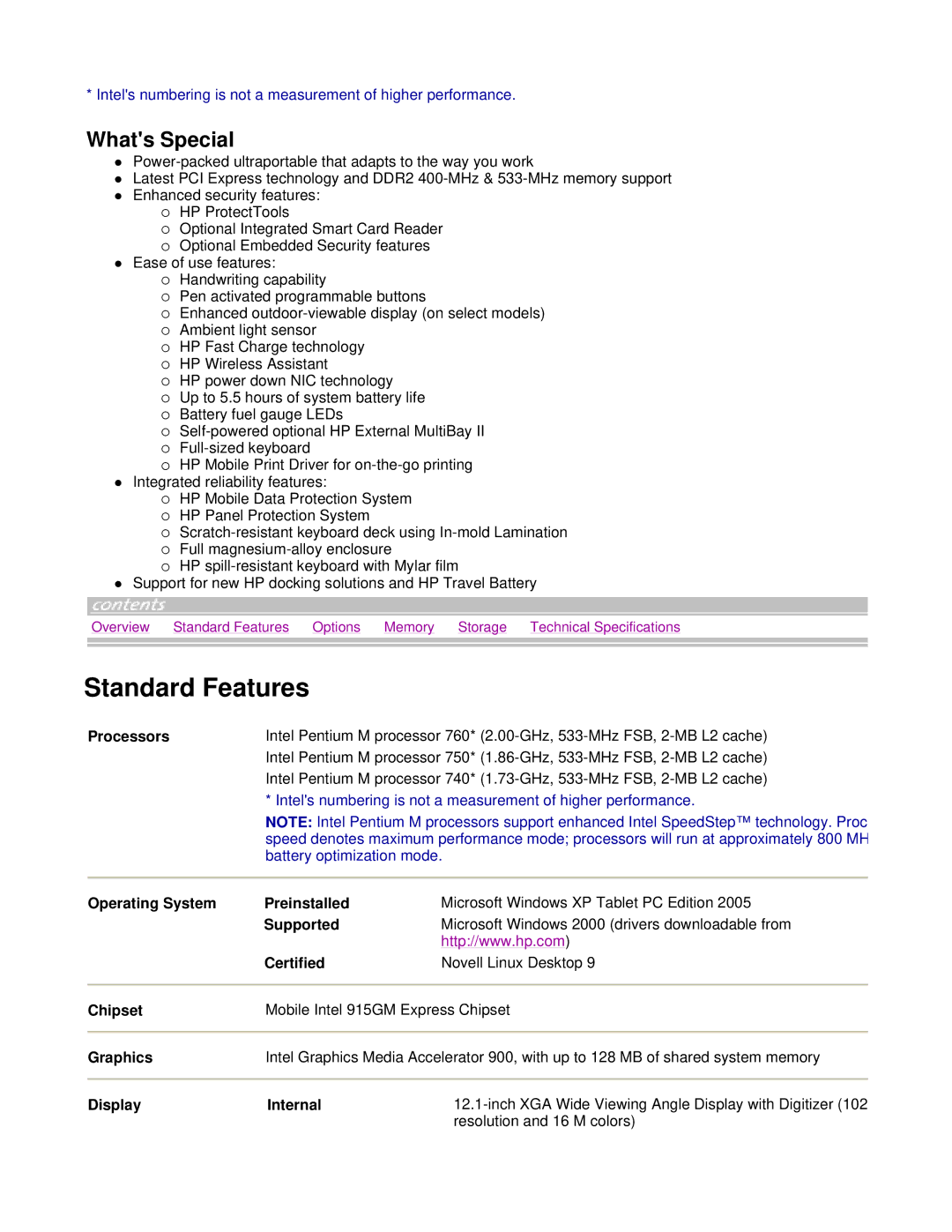 HP tc4200 manual Standard Features, Whats Special 