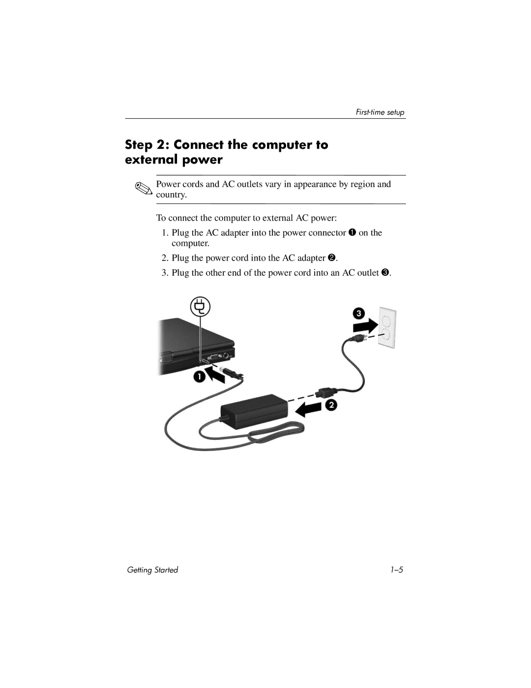 HP tc4400 manual Connect the computer to external power 