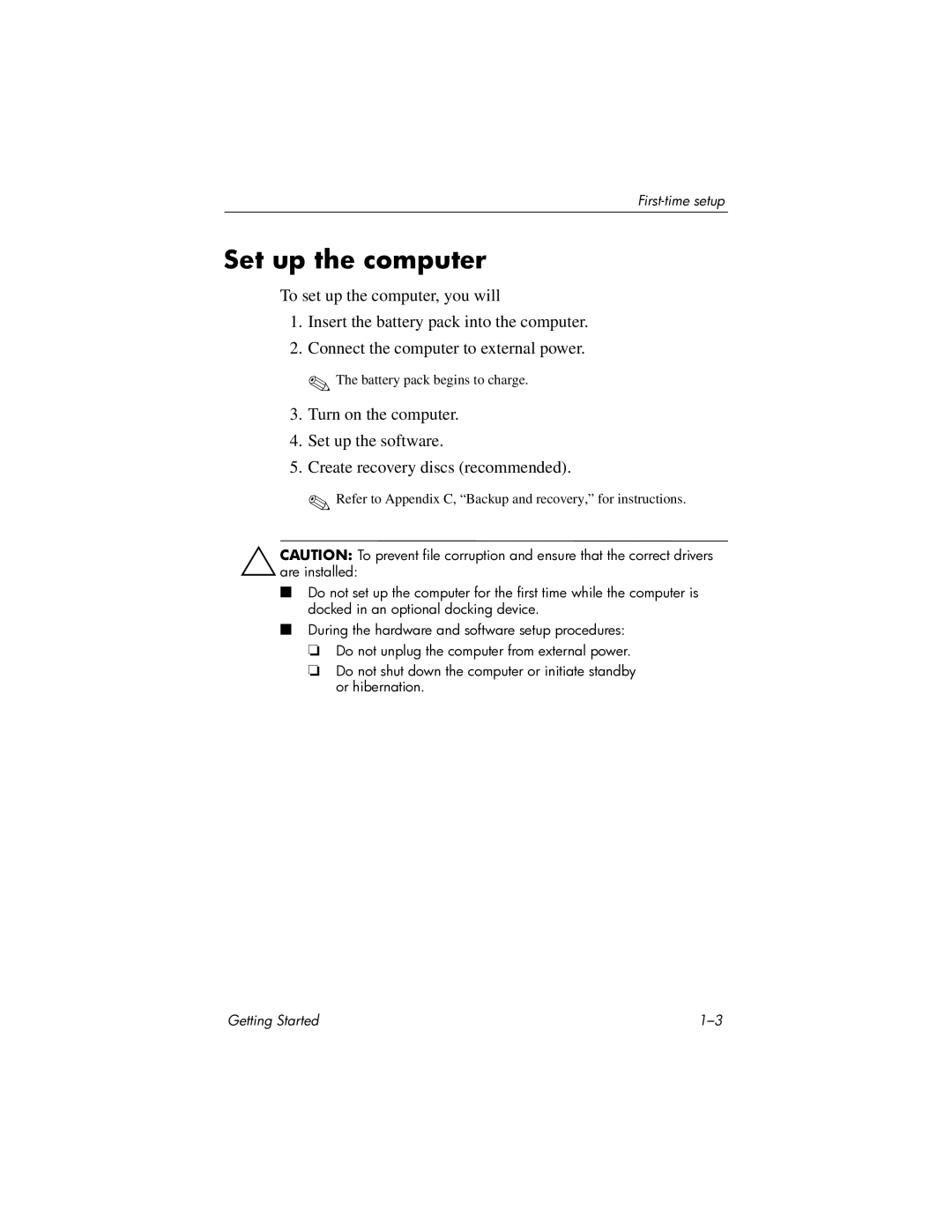 HP tc4400 manual Set up the computer 