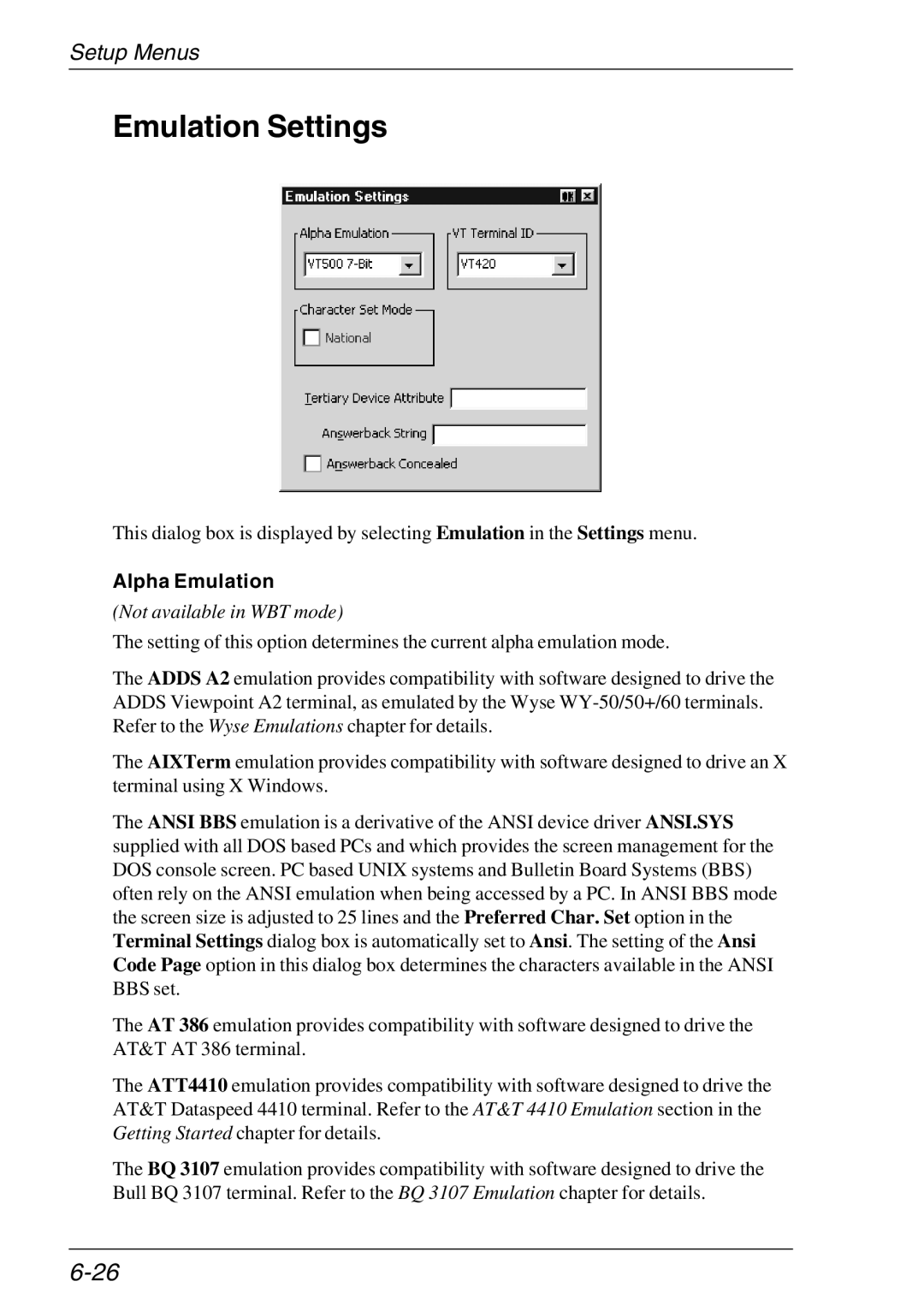 HP TeemTalk Terminal Emulator, Teemtalk Licenses, Teemtalk LTU and Media manual Emulation Settings, Alpha Emulation 