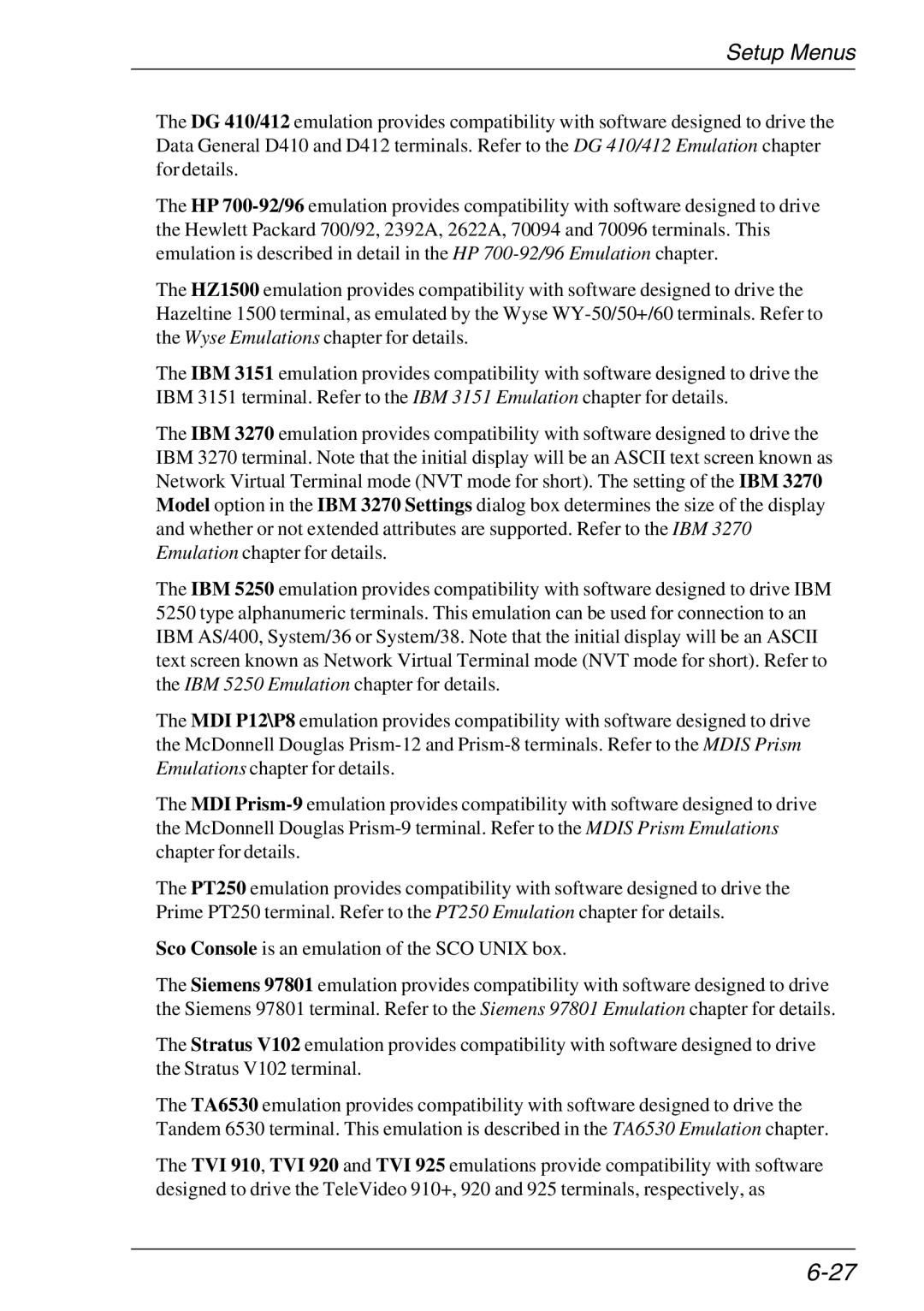 HP TeemTalk Terminal Emulator 11 E-License, Teemtalk Licenses, Teemtalk LTU and Media manual Setup Menus 